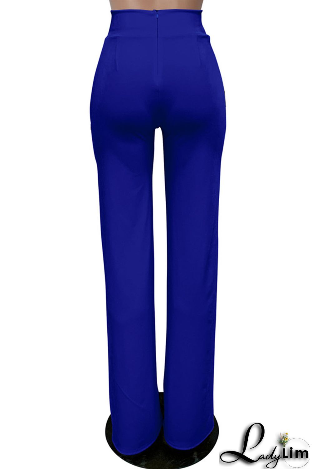 White Fashion Casual Solid Basic Regular High Waist Trousers