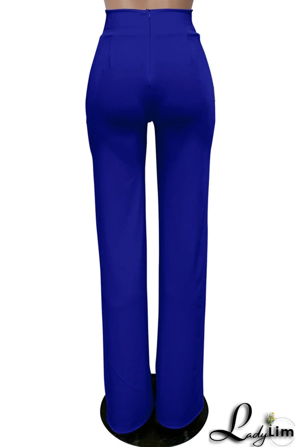 White Fashion Casual Solid Basic Regular High Waist Trousers