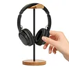 Headphone Stand with Solid Wooden Base Desktop Gaming Earphone Holder Anti-Slip for Organizing All Headphones Accessories