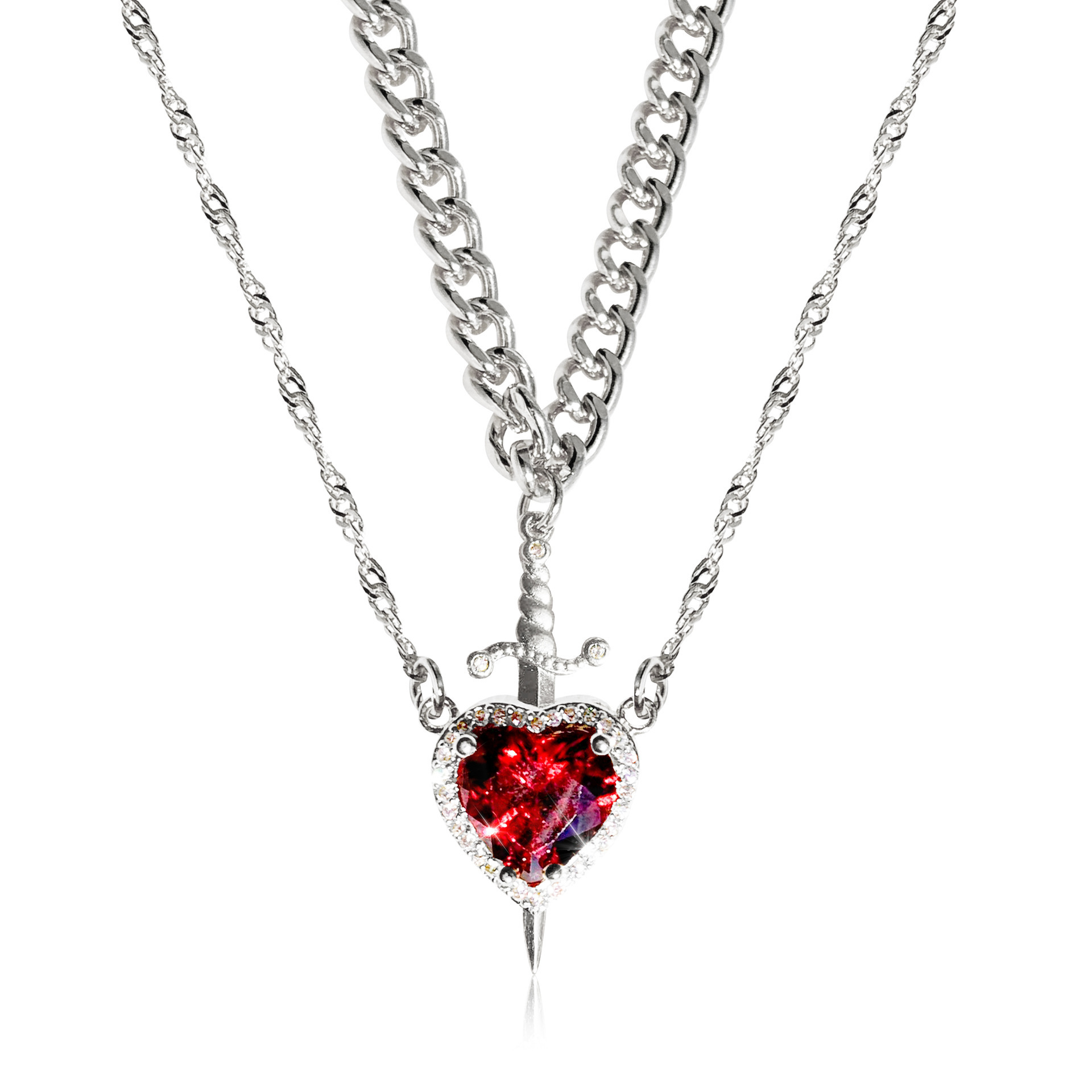 Loveyoufancy Couple Jewelry - Heart and Sword Necklace-Huntsman Necklace-Sword Necklace