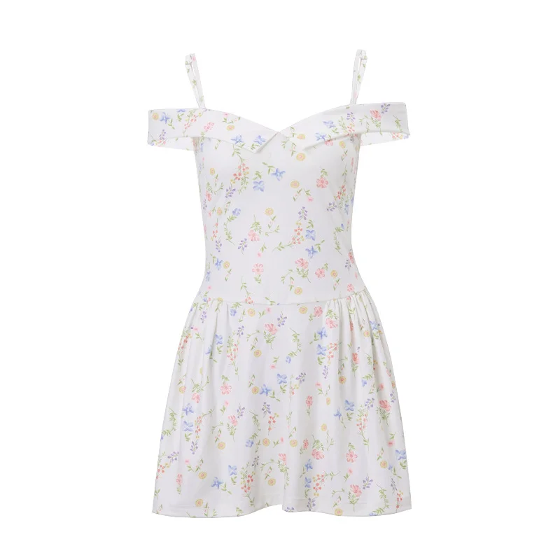 Uveng Uveng Women's Wear 2024 Summer New Fashion Temperament Floral French Court Sweet Halter Dress
