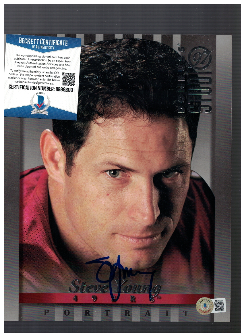 Steve Young San Francisco 49ers Signed 8x10 Donruss Studio Photo Poster painting Beckett FX55