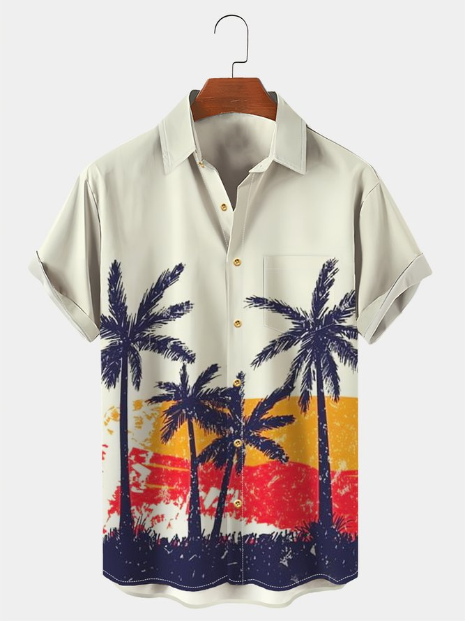 Holiday Coconut Tree Beach Hawaii Men's Short Sleeve Shirt