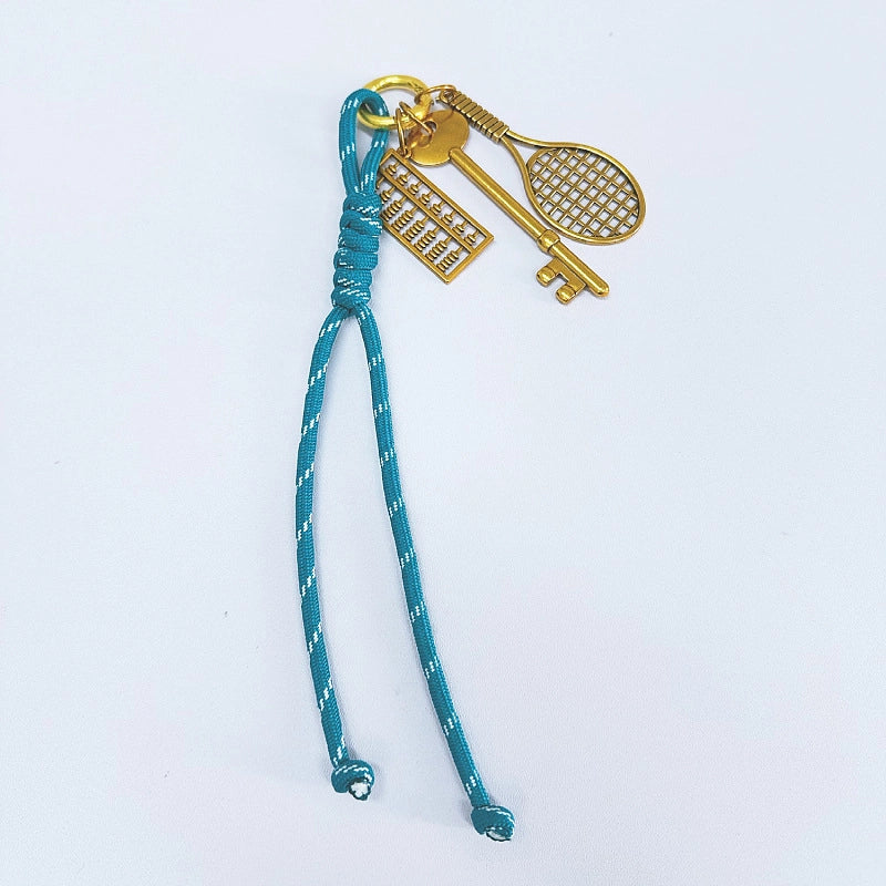 Handbag Pendant Accessories Ornaments Keychain Vintage Gold Tennis Rackets Miu Series Hand-Woven Mobile Phone Lanyard