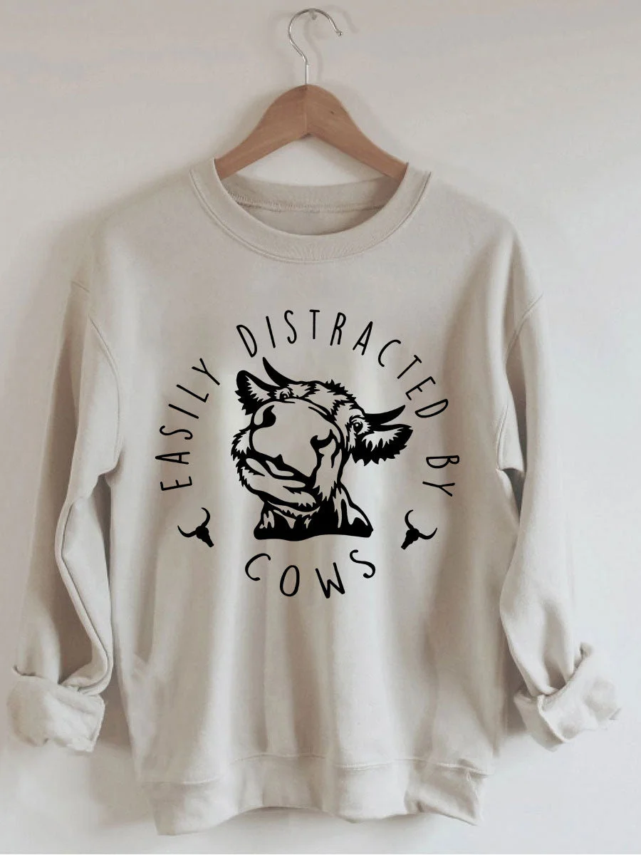 Easily Distracted By Cows Sweatshirt