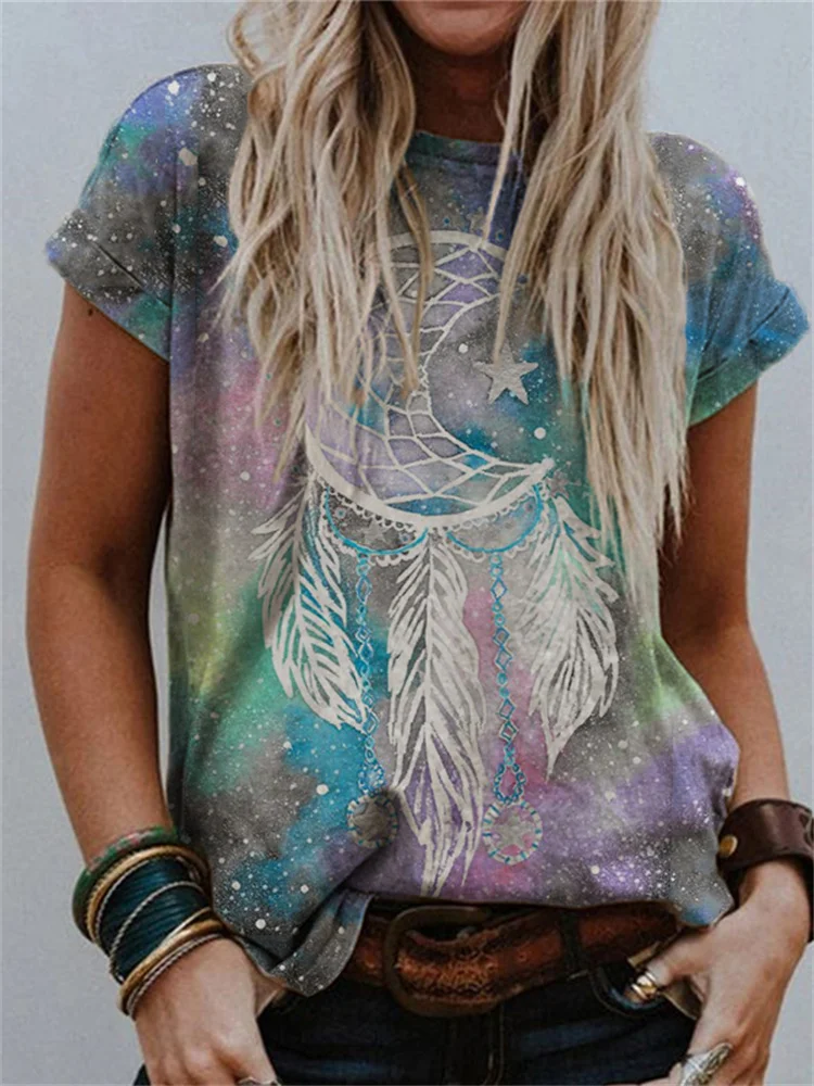Moon Deam Catcher Galaxy Art T Shirt