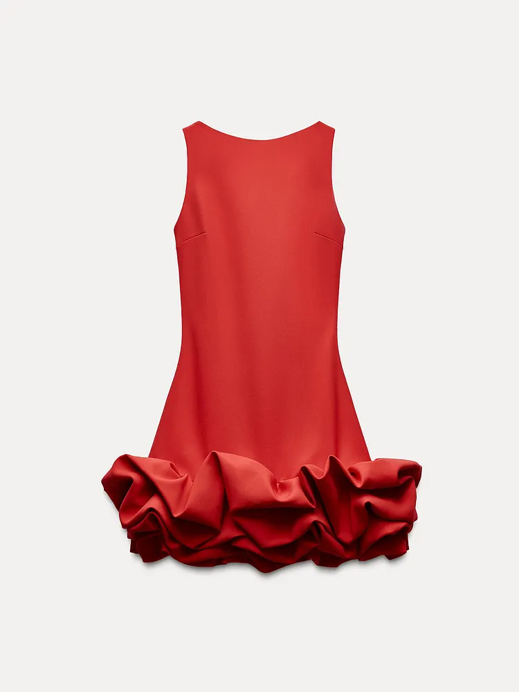 Combination Puff Hem Jumpsuit Dress