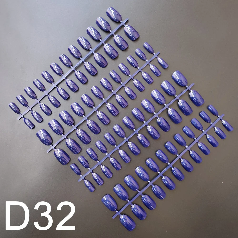 10 Sets Short Coffin Shape False Nail Tips In Same Color 24 Pieces/Set 10 Sizes Press on Fake Nails Manicure Finger Nail Tips-Nail Inspo