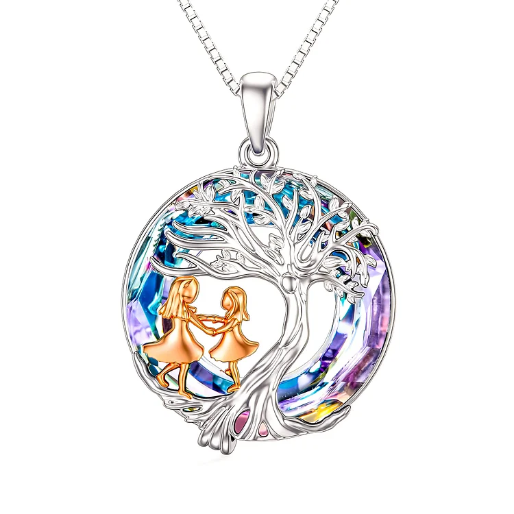 For Mom - S925 Mother is the Family Root Mother Daughter Life Tree Crystal Necklace
