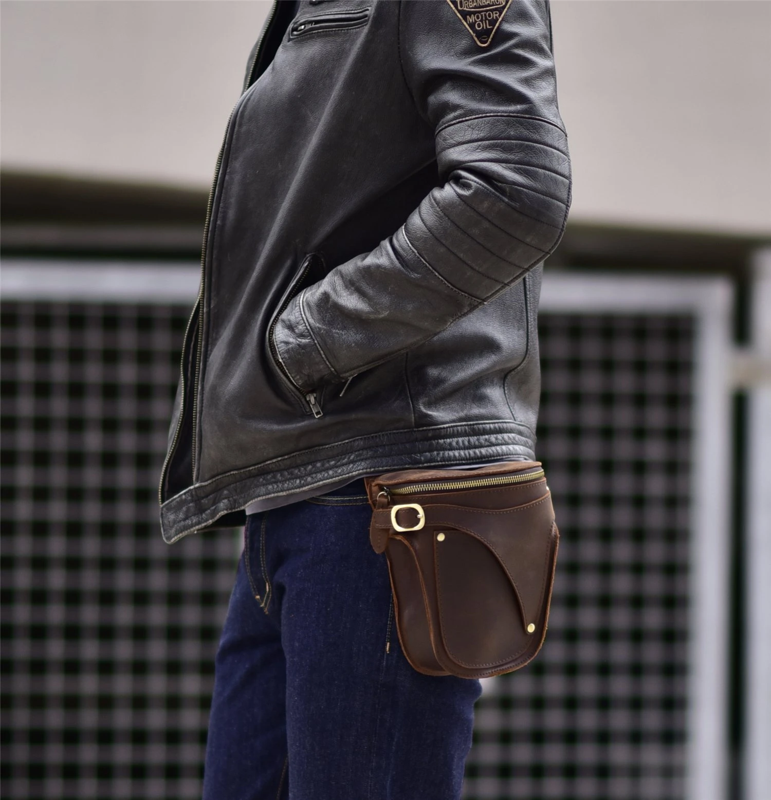 Fanny Pack for Men, Genuine Leather Outdoor Locomotive Waist Bag Shoulder Bag