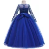 Kid Girl Long Bridesmaid Bow Gown Princess Party Wedding Dress