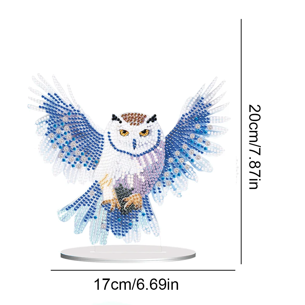 5D DIY Owl Acrylic Single-Sided Diamond Painting Tabletop Ornament Kit for Office Desktop Decor