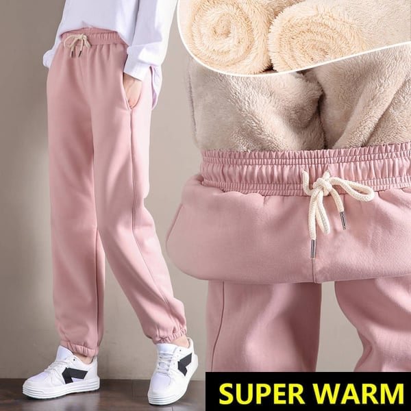 💥Hot Sale 40% OFF💥Women Warm Fleece Cotton Round Neck Solid Joggers Sweatpants (SIZE:S-5XL)