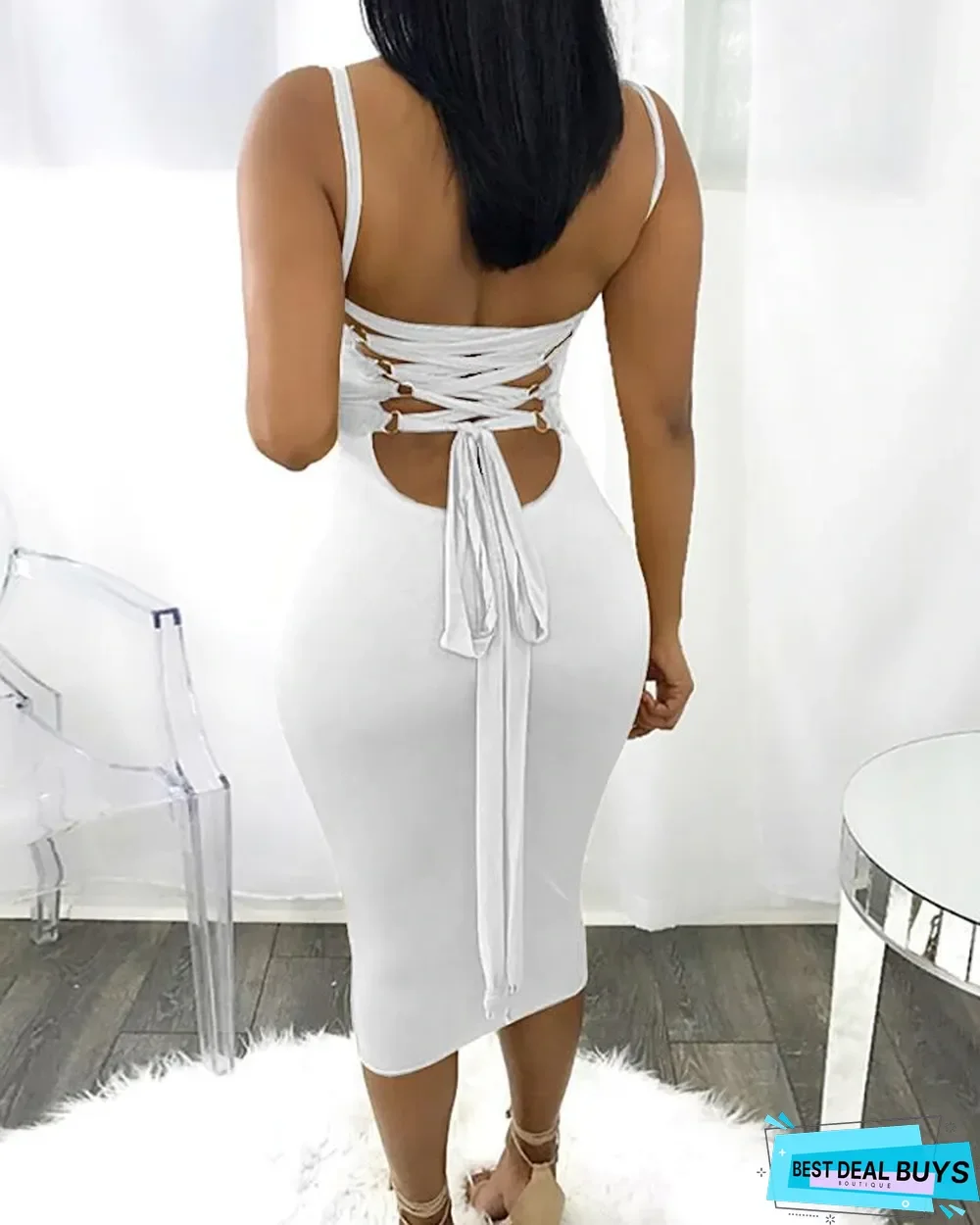 Dress Sexy Bandage Strappy Back Bodycon White Dresses