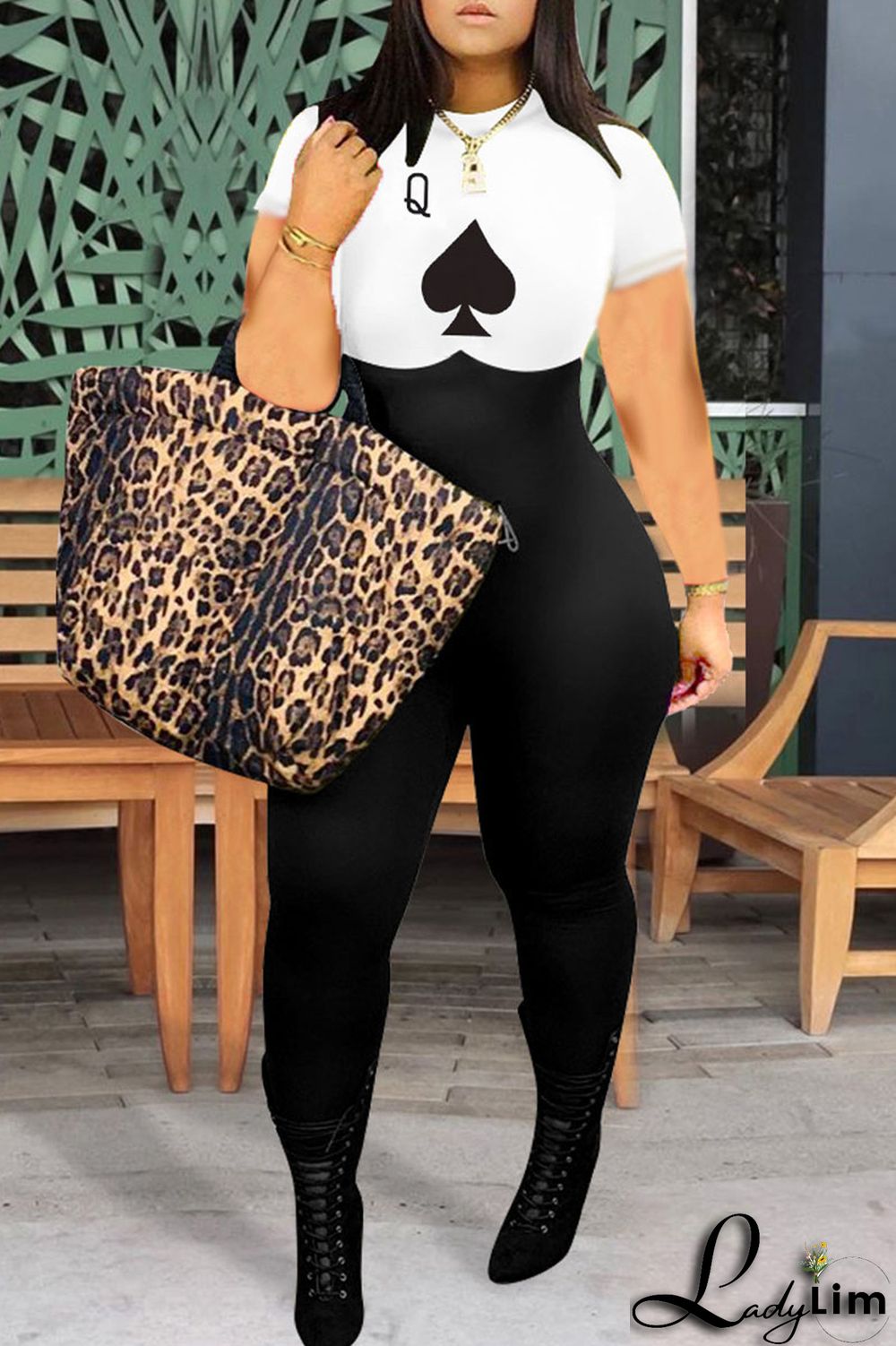 White Casual Street Print Split Joint O Neck Regular Jumpsuits