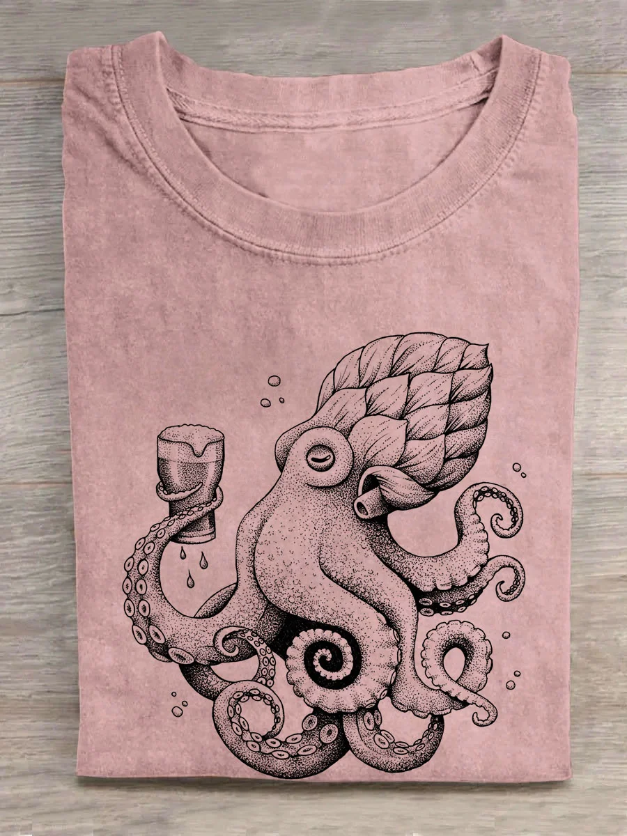 Octopus Drinking T-shirt Eagerlys