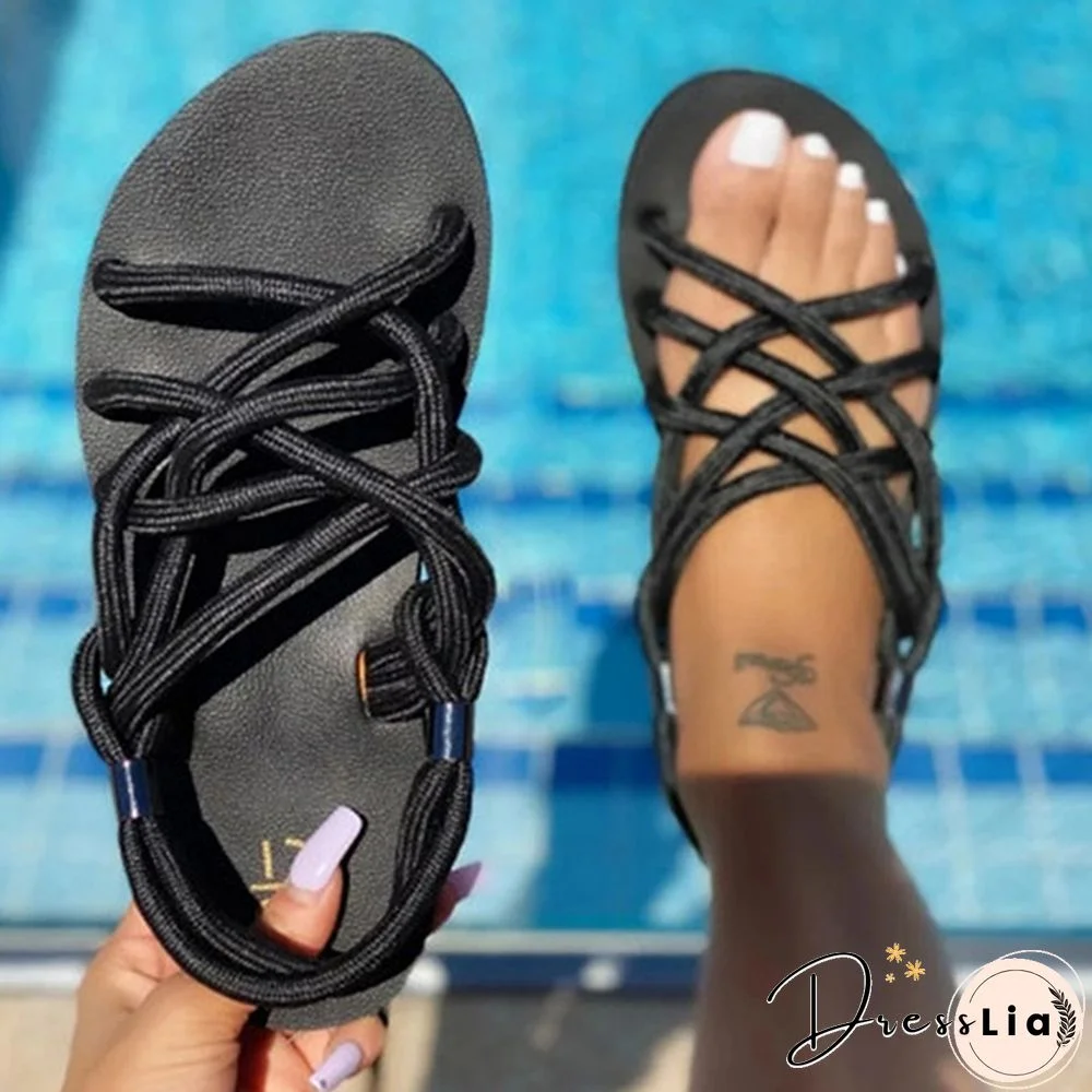 Fashion Rope Summer Shoes Boho Beach Sandals Women Flats Sandals Slides Flat Sandals