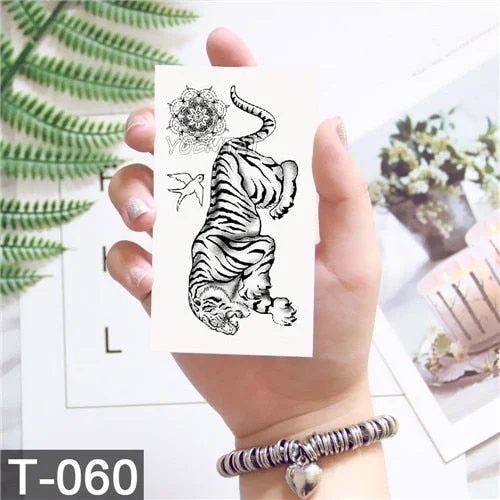 Geometric Moose Elk Arrow Temporary Tattoo Panda Women Hand Tatoo Sticker Triangle Wolf Body Arm Art Waterproof Tattoo Men