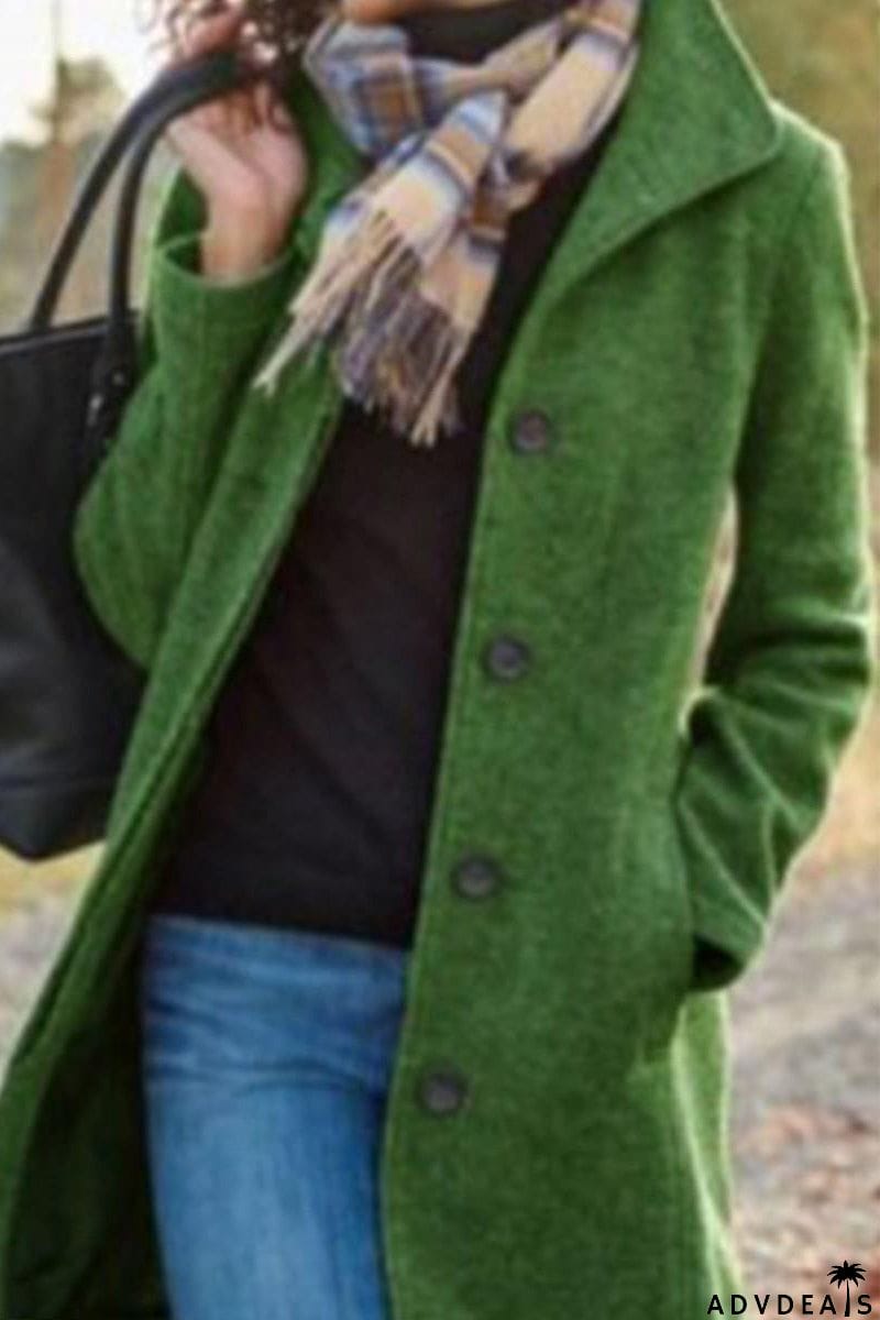 Casual Solid Patchwork Turn-back Collar Outerwear