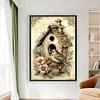 (Big Size) Vintage Poster Bird'S Nest - 11CT Stamped Cross Stitch 40*60cm/15.75*23.62in