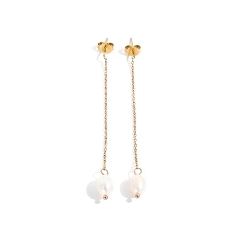 1 Pair Elegant Minimalist Geometric Plating Artificial Pearl Artificial Pearls 14K Gold Plated Rose Gold Plated Drop Earrings