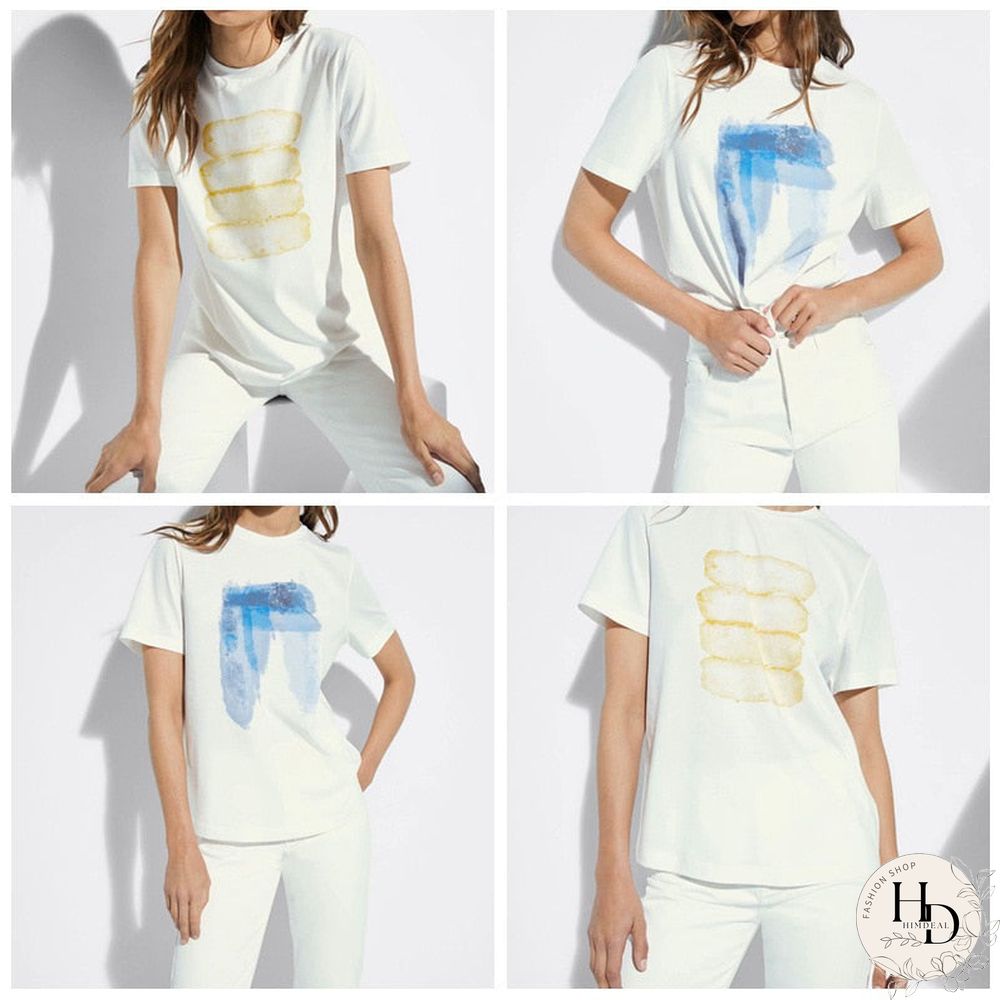 New Summer Women England High Street Printing Cotton Casual Harajuku Tshirt Ladies