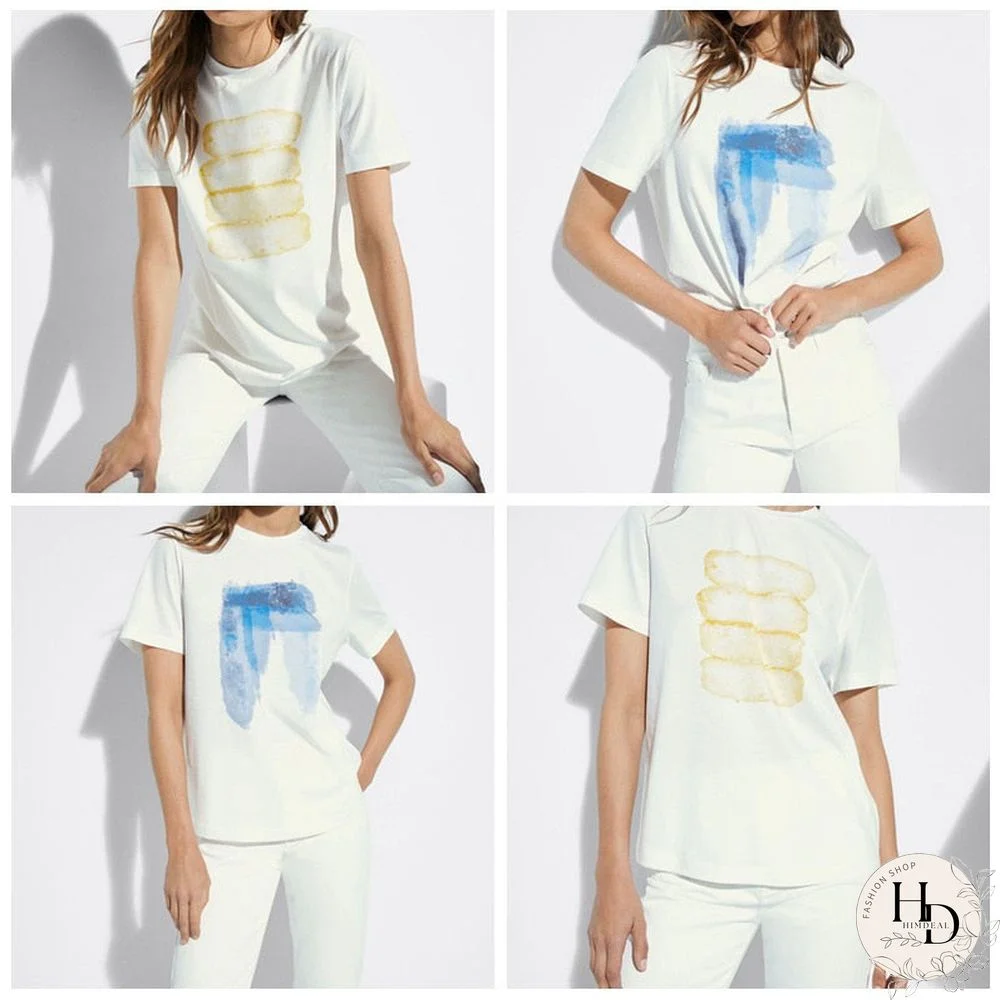 New Summer Women England High Street Printing Cotton Casual Harajuku Tshirt Ladies