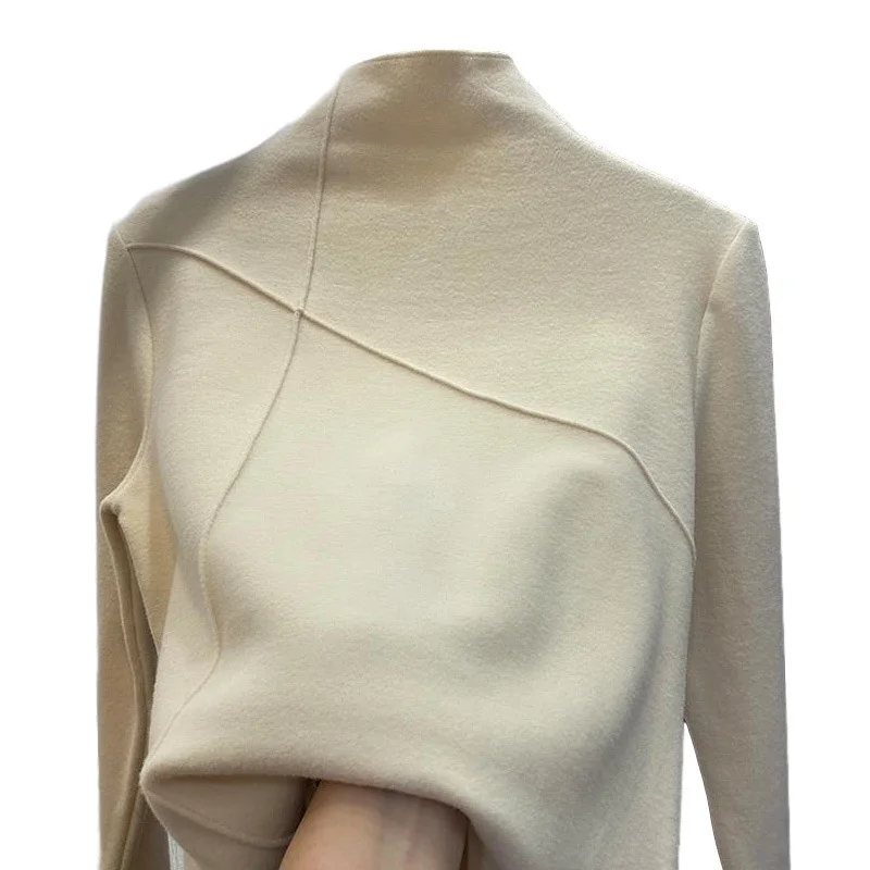 Uveng Uveng Velvet Half High Collar Bottom Shirt Women 2024 Autumn And Winter New Foreign Style Slim Warm Students Long Sleeve T Shirt Women Jacket