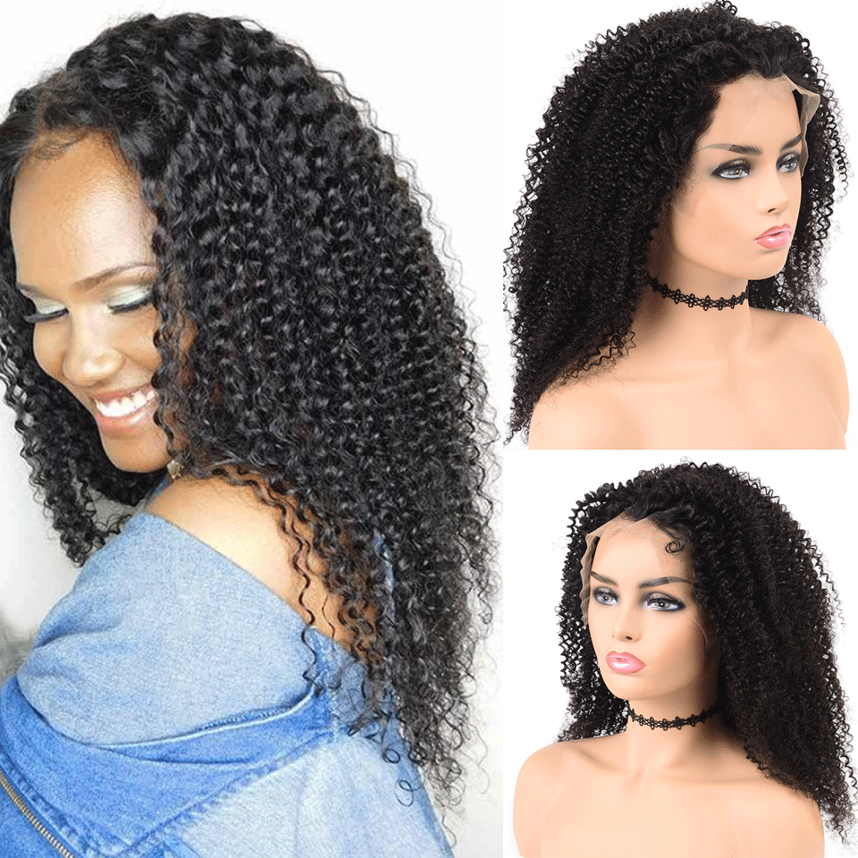 The Only Human Hair Kinky Curly 13x6 Inch Lace Frontal Wig With Baby Hair 210% Density