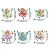 6Pcs Double Side Diamond Art Keyring Keychain Pendant for Home Decor (Cute Elfs)