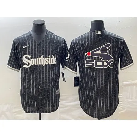 Men's Chicago White Sox Black Team Big Logo Cool Base Stitched Jersey KF5U
