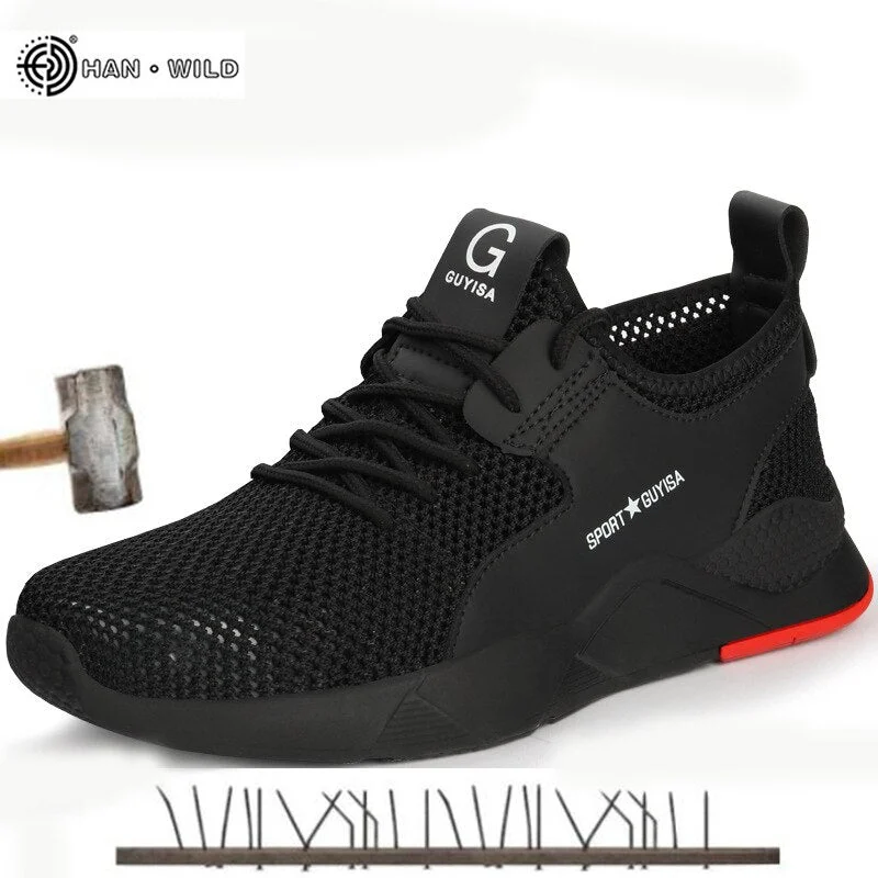 Men's Work Safety Shoes Steel Toe Cap Fashion Outdoor Sneakers Sports Shoes Male Lightweight Breathable Summer Men Shoes