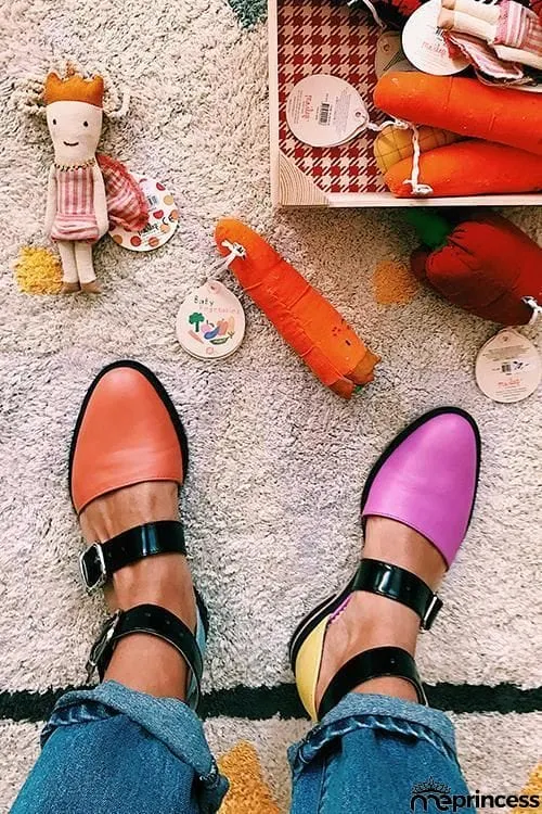 Buckle Color Block Sandals Flats