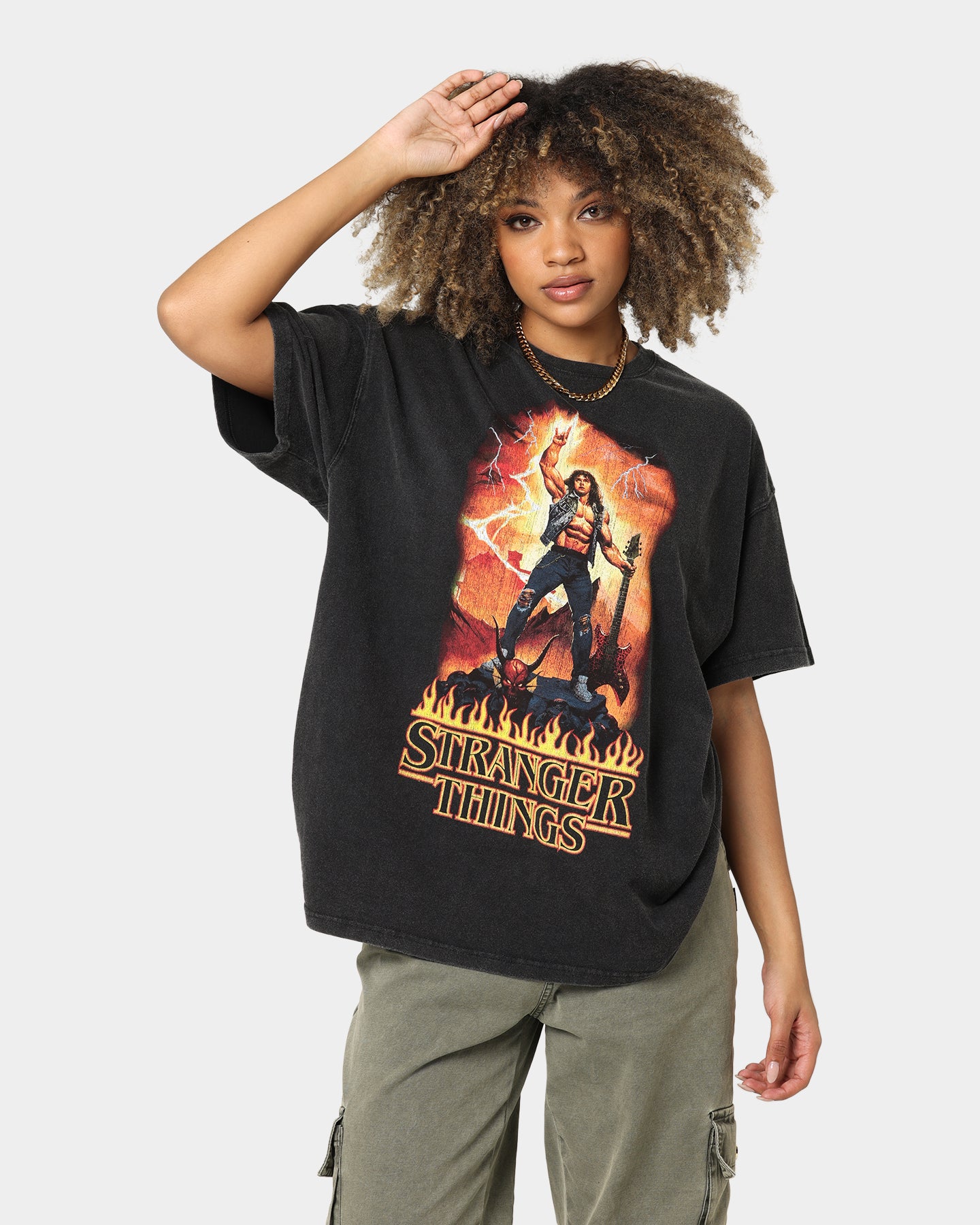 Stranger Things Metal Vintage T-Shirt Vintage Black