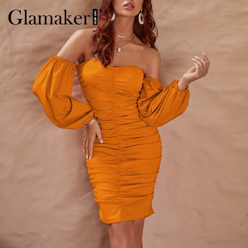 Glamaker Red pleated sexy party dress Women strapless bodycon summer midi dress Elegant backless fashion chic ladies dress retro