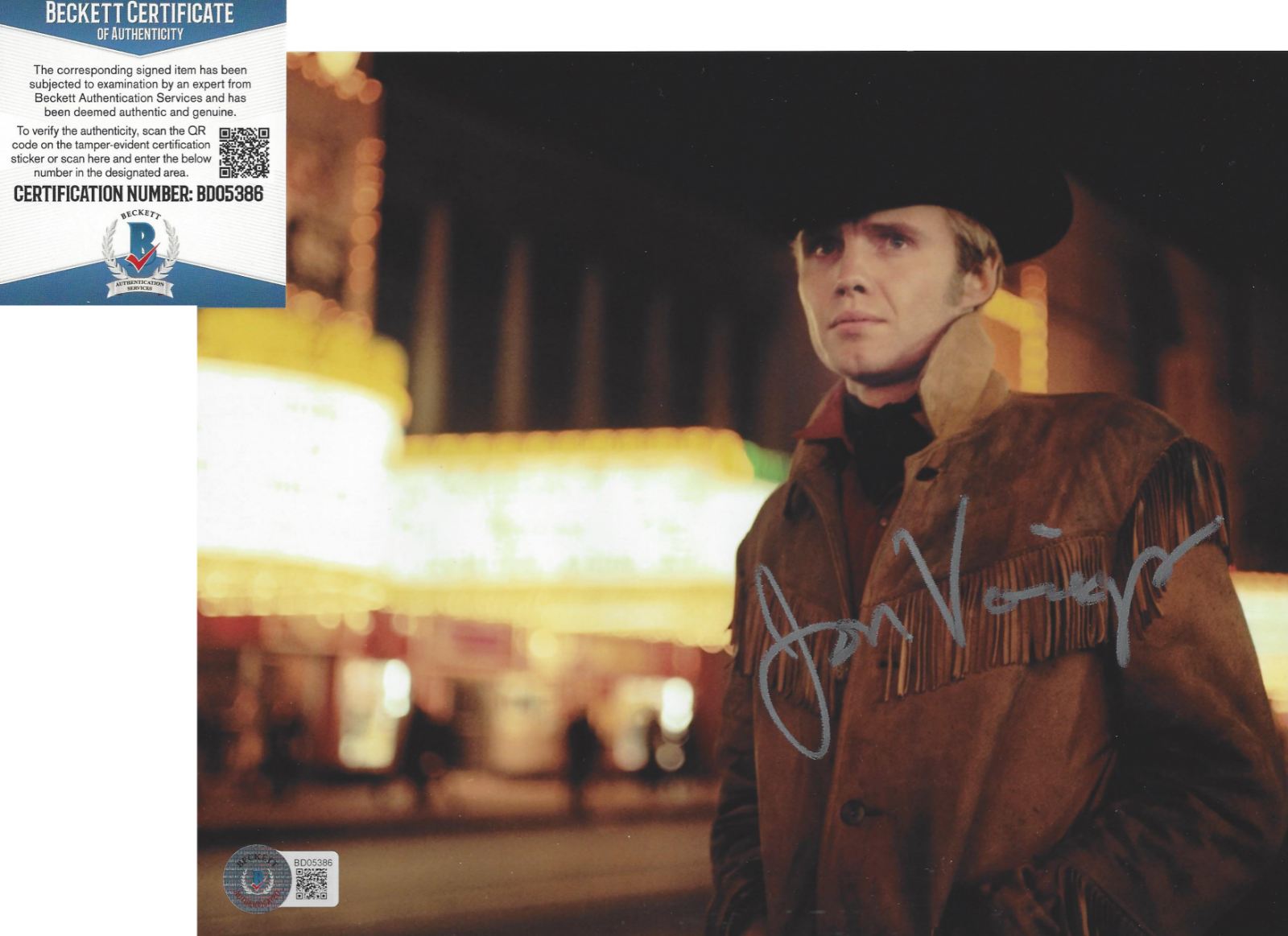 JON VOIGHT SIGNED MIDNIGHT COWBOY 8x10 MOVIE Photo Poster painting ACTOR PROOF BECKETT COA BAS