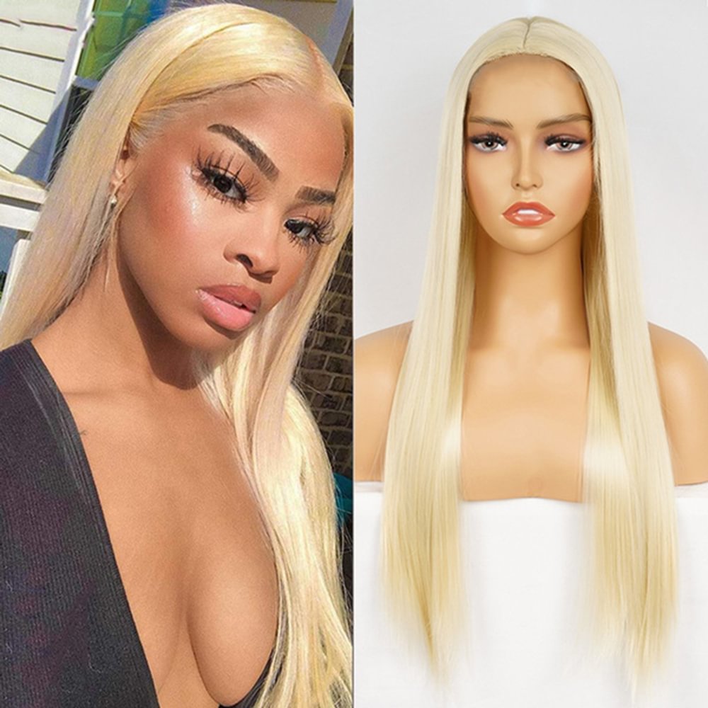 Blonde Long Straight Wigs Natural Hairline US Mall Lifes