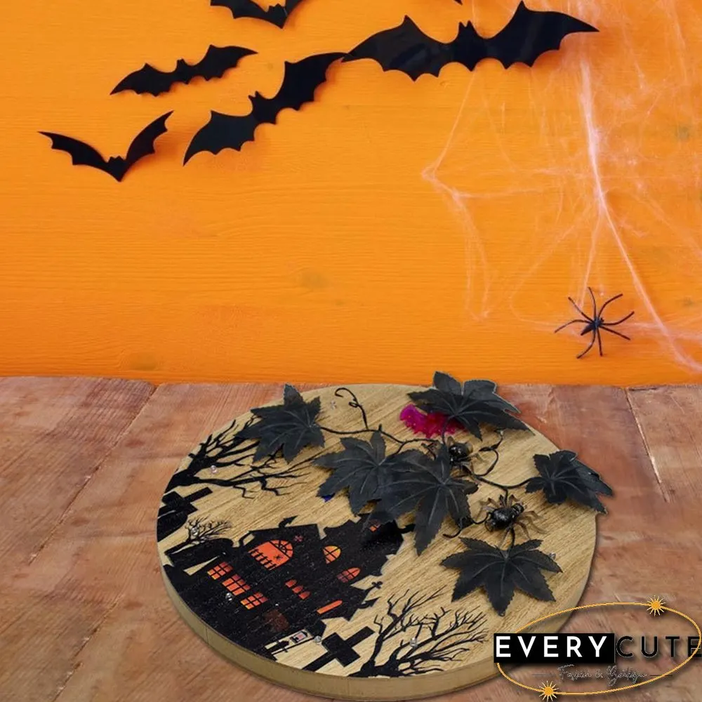 Halloween Theme Wooden Sign With Lights For Home Decoration