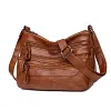 Fashion Multi-layer Women's Backpack Trendy Lightweight Simple Soft Leather Messenger Bag