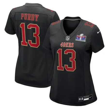 Women's San Francisco 49ers #13 Brock Purdy  Black Super Bowl LVIII Carbon Fashion Game Player Jersey
