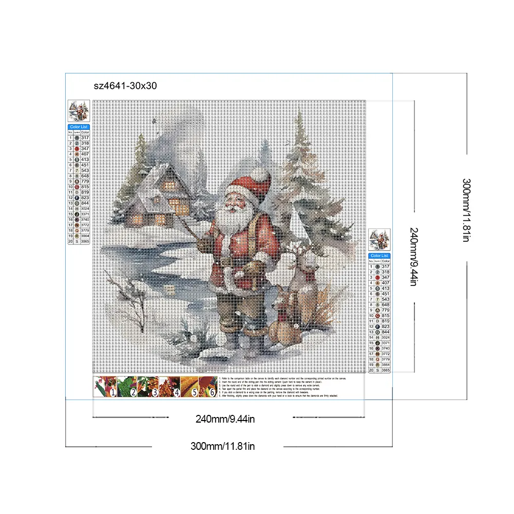 Diamond Painting - Full Round Drill - Santa in The Snow(Canvas|30*30cm)