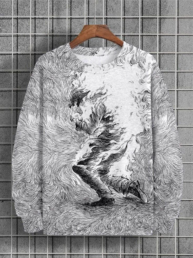 Men's Burning Man Lines Art Print Casual Sweatshirt
