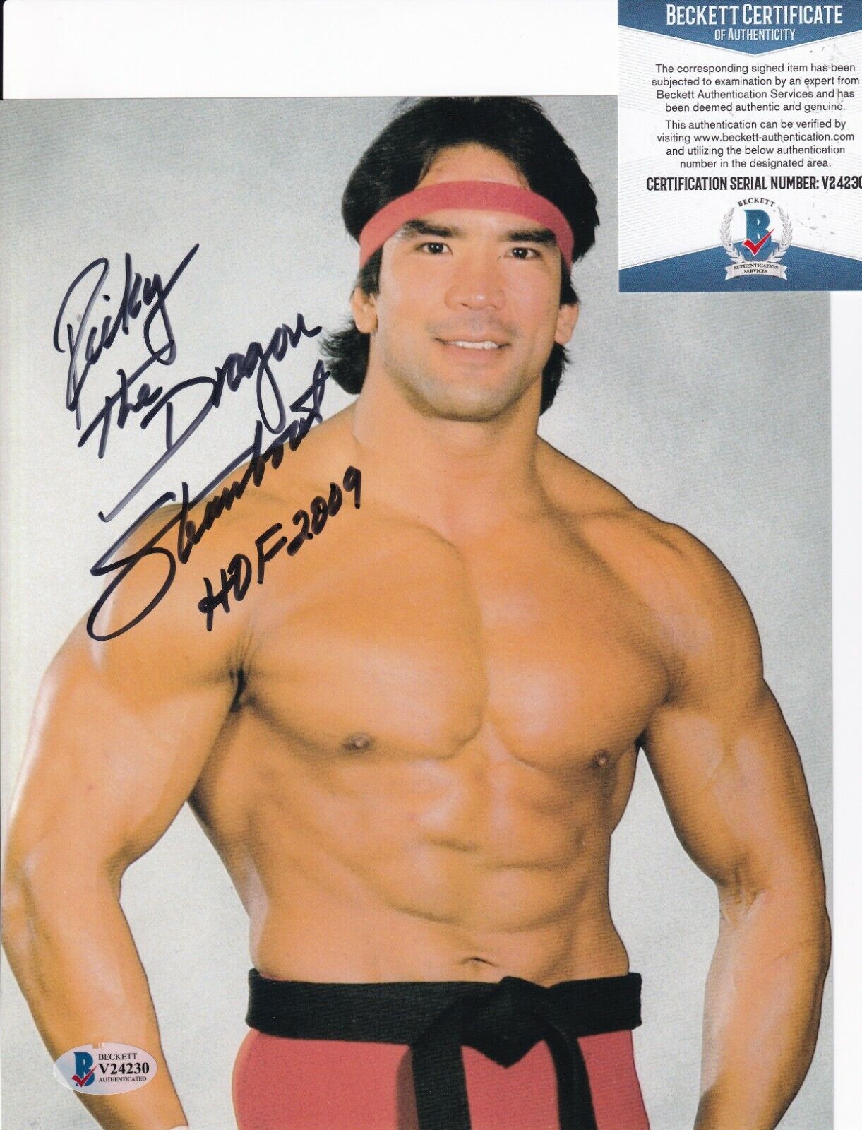 RICKY THE DRAGON* STEAMBOAT signed WRESTLING WWF 8X10 Photo Poster painting BECKETT BAS V24230