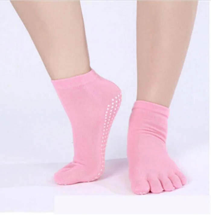 CUHAKCI Cotton Socks Five Fingers Multicolor Socks Yuga Skid Resistance Dots Pattern Printing Femme Dance Women's Toe Socks Girl