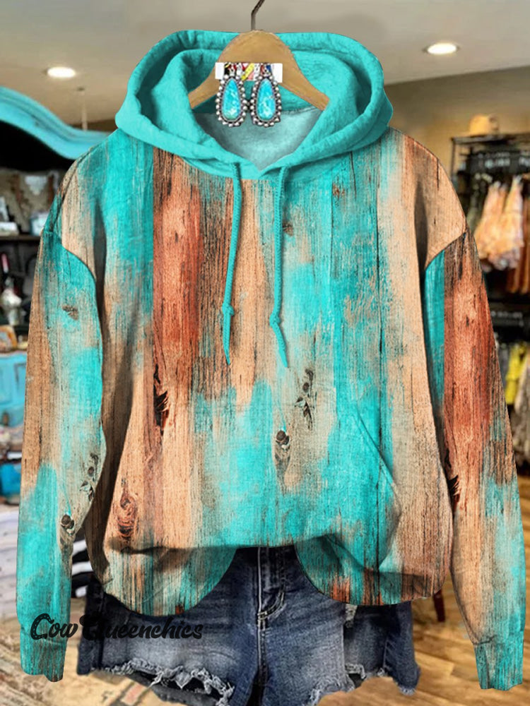 Vintage Ethnic Textured Contrasting Print Casual Sweatshirt Hoodie Multicolor / S