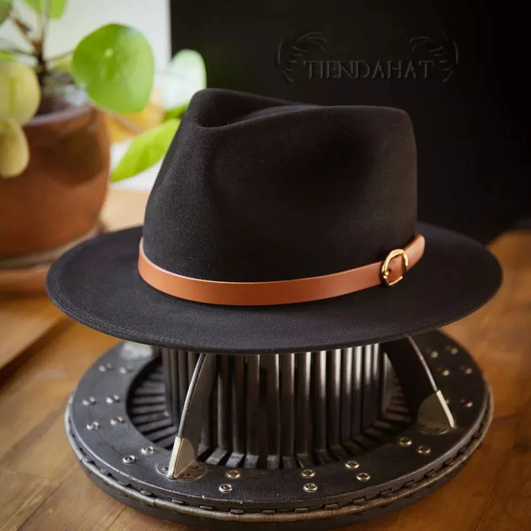 Bespoke Handmade Fedora - Leather hat band-Black