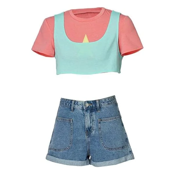 Steven Cosplay Stevonnie Costume Crop Top Tank Vest Summer Tee Uniform for Women Multicolored X-Small