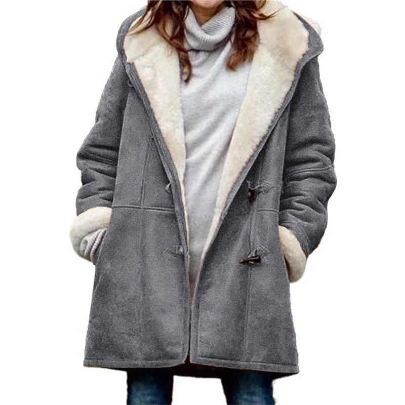 Athvotar Athvotar 2025 New Plus-Coat Pocket Women's Coat Stylish Elegance