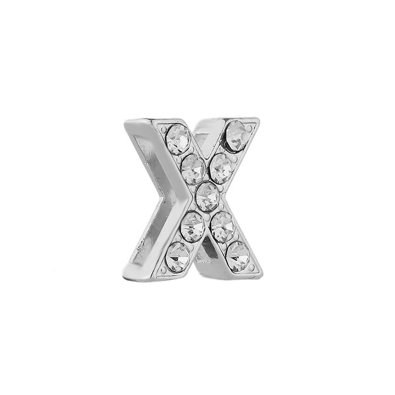 5 PCS/Package 10mm Metal Rhinestones Letter Beads