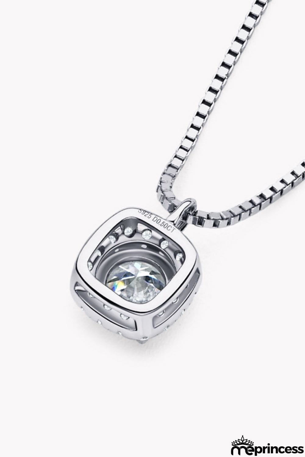 Moissanite Pendant Platinum-Plated Necklace